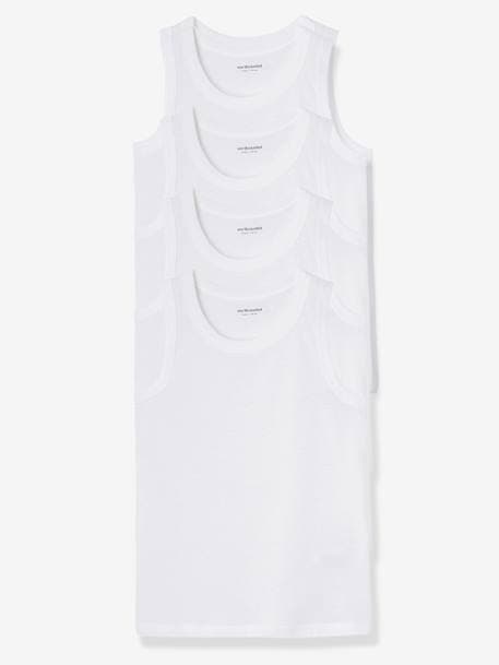 Pack of 4 Boys' Vest Tops White 