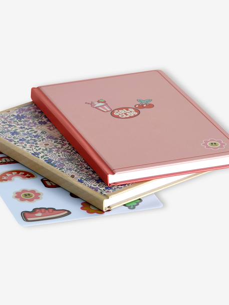 Pack of 2 notebooks and paper stickers navy blue+pale pink 