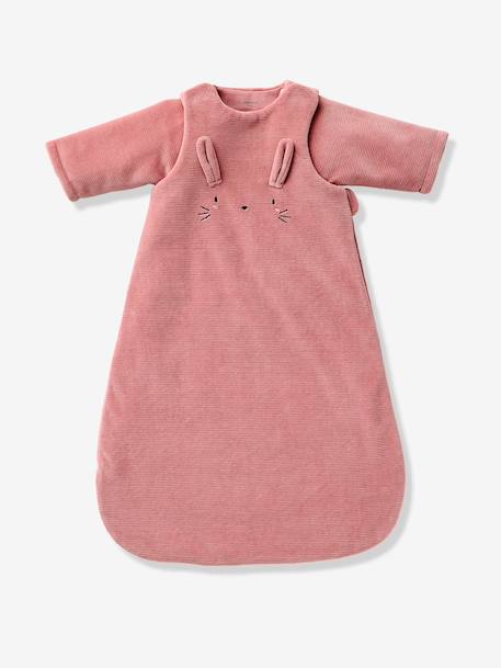 Baby sleeping bag in corduroy beige+old rose 