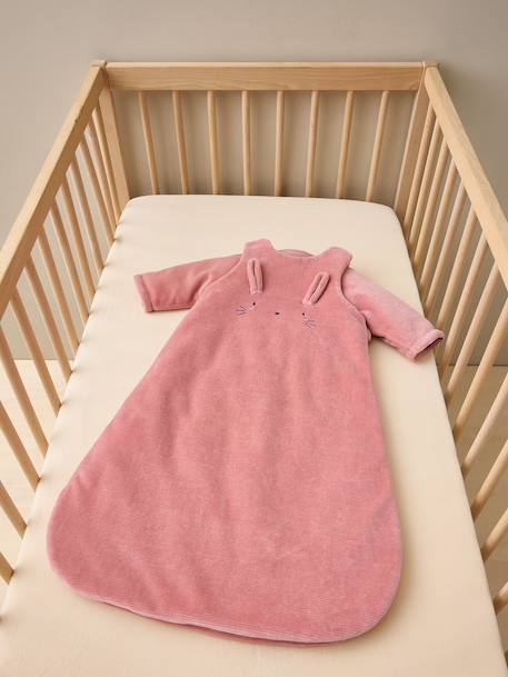 Baby sleeping bag in corduroy beige+old rose 