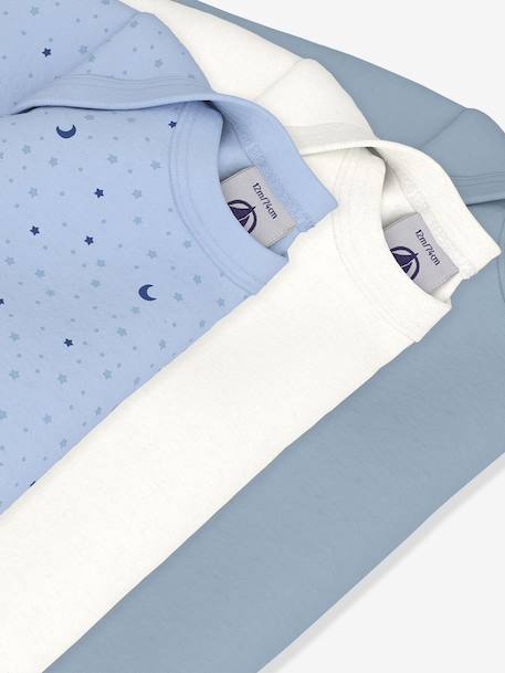 Pack of 3 long-sleeved bodysuits by PETIT BATEAU blue 