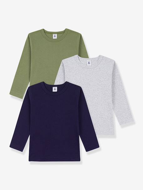 Pack of 3 long-sleeved T-shirts by PETIT BATEAU multicoloured 