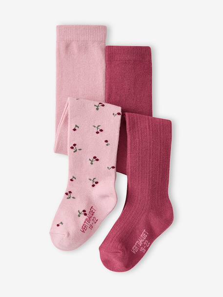 Pack of 2 tights for baby girls rose 