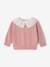 Long-sleeved jumper for baby girls mauve+mocha 
