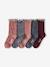 Pack of 5 pairs of 'leopard' socks for girls anthracite+cinnamon 