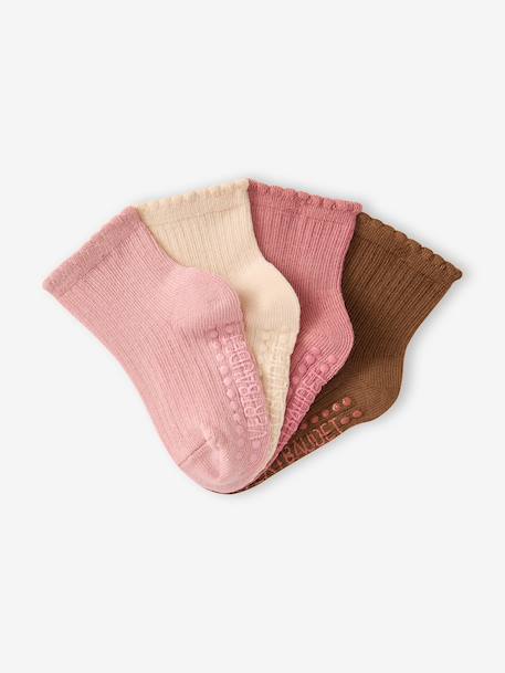 Pack of 4 socks for baby old rose 