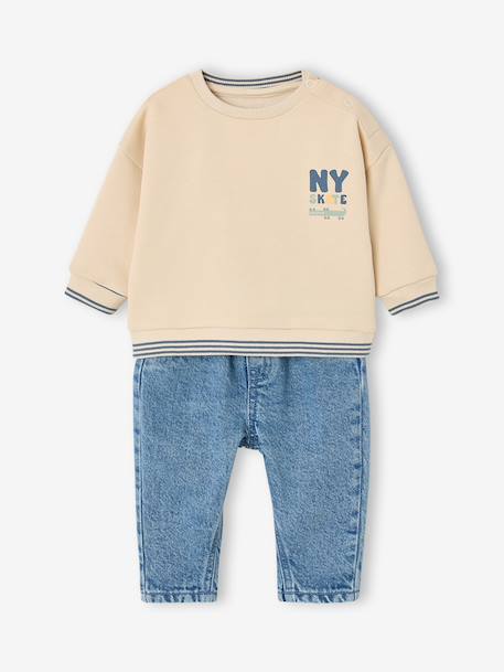 Sweatshirt and jeans set for baby boys vanilla 