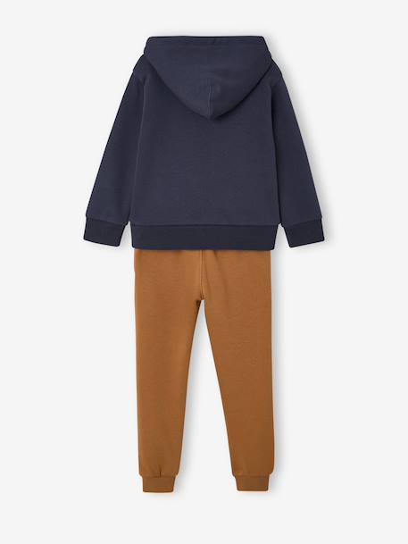 Hooded sports set for boys bordeaux red+ochre+sage green 