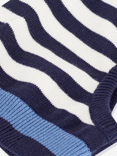 Striped baby balaclava by PETIT BATEAU navy blue 
