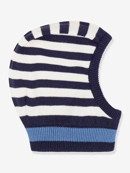 Striped baby balaclava by PETIT BATEAU navy blue 