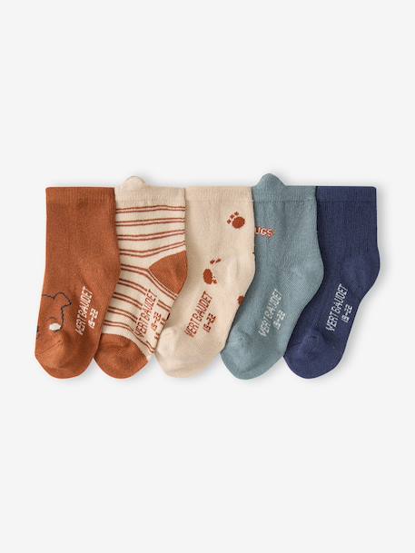 Pack of 5 socks for baby dark brown 