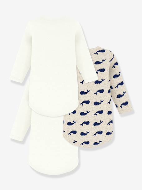 Pack of 3 long-sleeved bodysuits by PETIT BATEAU white 