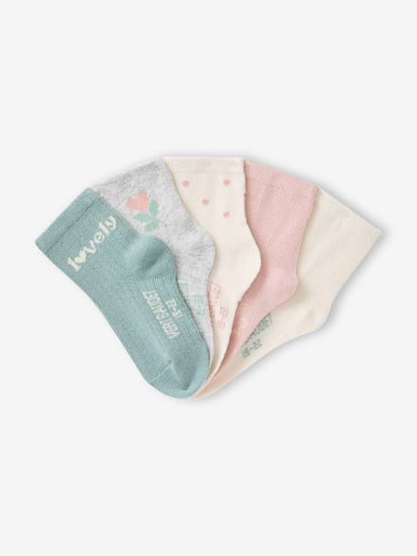 Pack of 5 baby socks for baby girls ecru 