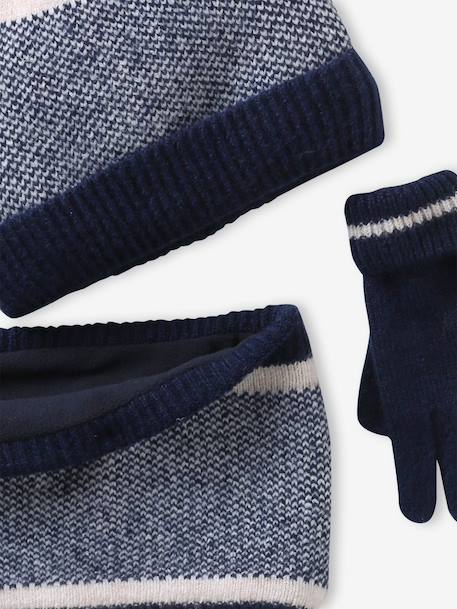 boys hat, snood and gloves set navy blue 
