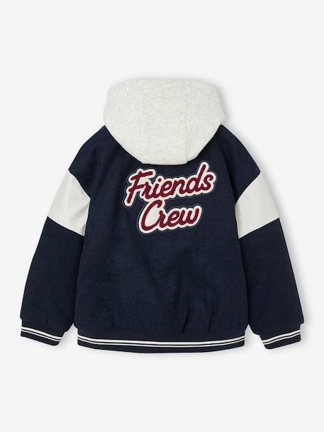 Teddy jacket with detachable hood for boys navy blue 