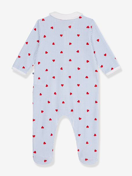 Baby pyjamas with heart print collar by PETIT BATEAU light blue 