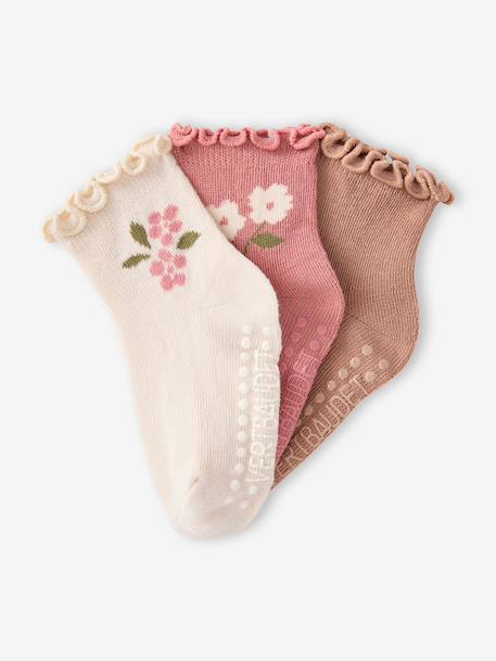 Pack of 3 socks for baby girls dusky pink 
