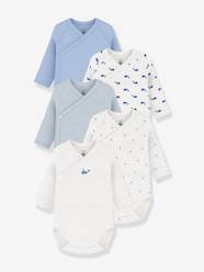 -Pack of 5 long-sleeved wrapover bodysuits by PETIT BATEAU 