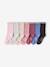 Pack of 7 Pairs of Socks in Lurex for Girls blue+mauve+raspberry pink+rosy 