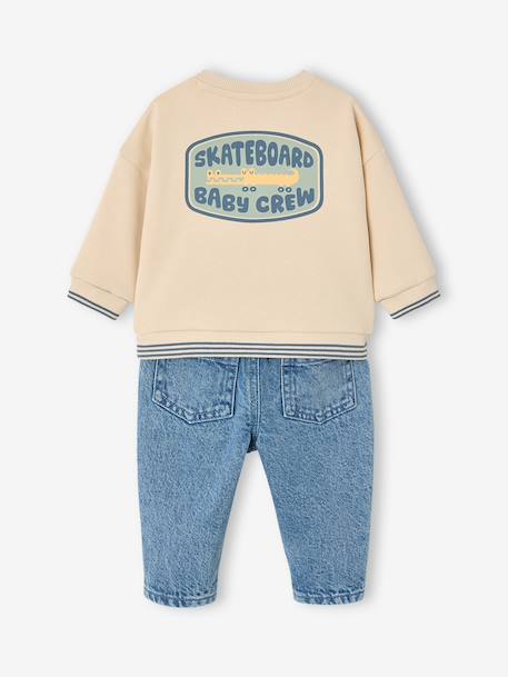 Sweatshirt and jeans set for baby boys vanilla 