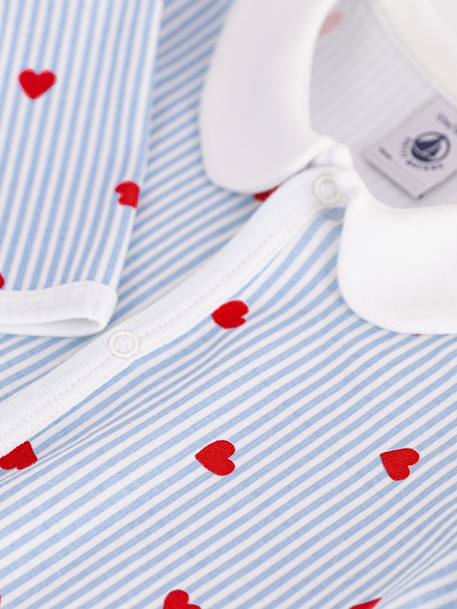 Baby pyjamas with heart print collar by PETIT BATEAU light blue 