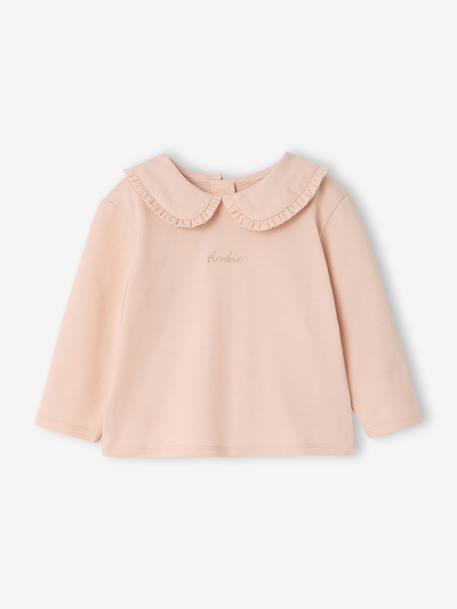Long Sleeve Top with Peter Pan Collar, for Babies aqua green+Beige+pale pink 