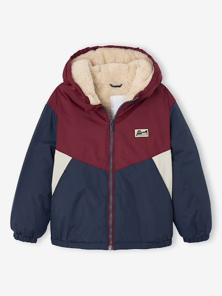 Hooded jacket for boys bordeaux red 