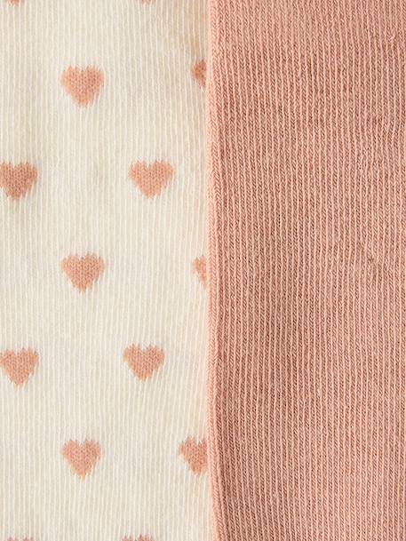 Pack of 2 Pairs of Tights with Heart Motifs for Baby Girls beige+navy blue 