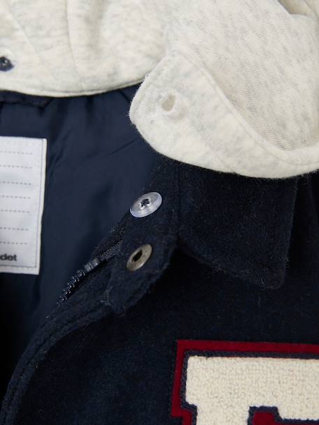 Teddy jacket with detachable hood for boys navy blue 
