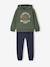 Hooded sports set for boys bordeaux red+ochre+sage green 