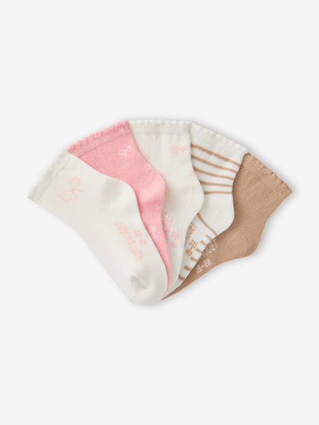 Pack of 5 socks for baby ecru 