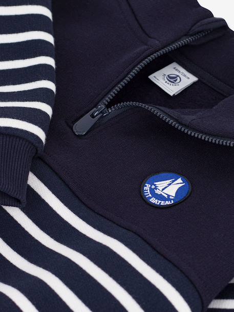 Zip-neck sweatshirt by PETIT BATEAU navy blue 