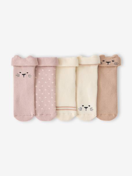 Pack of 5 booties for baby girls rosy 