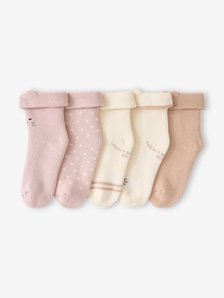 Pack of 5 booties for baby girls rosy 
