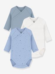 -Pack of 3 long-sleeved wrapover bodysuits by PETIT BATEAU 