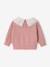 Long-sleeved jumper for baby girls mauve+mocha 