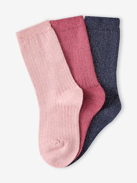 Pack of 3 tights for girls old rose 