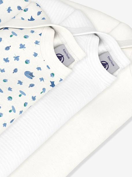 Pack of 3 long-sleeved bodysuits by PETIT BATEAU blue 