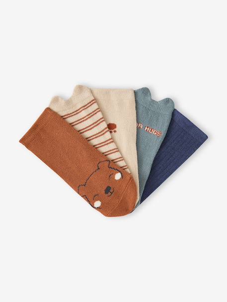 Pack of 5 socks for baby dark brown 