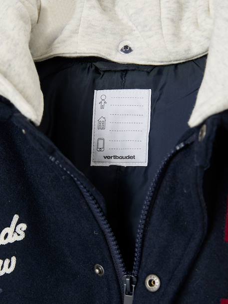Teddy jacket with detachable hood for boys navy blue 