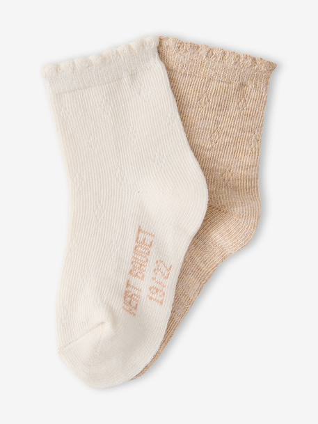 Pack of 2 socks for baby girls ecru 