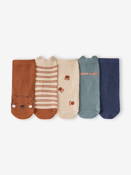 Pack of 5 socks for baby dark brown 