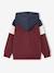 Zipped hooded sweatshirt for boys with colour block design bordeaux red+green+marl grey+medium blue+ochre 