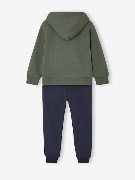Hooded sports set for boys bordeaux red+ochre+sage green 