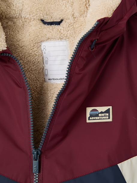Hooded jacket for boys bordeaux red 