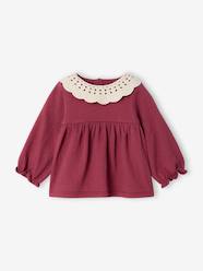 -T-shirt for babies in crinkled jersey with crochet collar