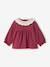 T-shirt for babies in crinkled jersey with crochet collar caramel+plum 