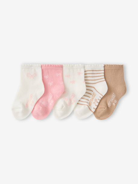 Pack of 5 socks for baby ecru 
