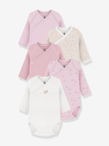Pack of 5 wrapover bodysuits rose 