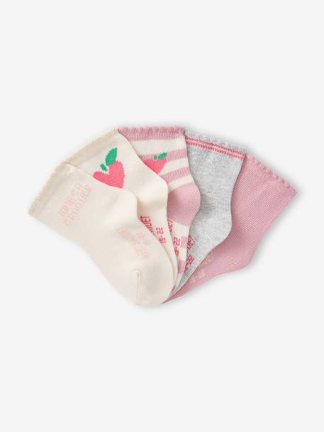 Pack of 5 socks for baby girls old rose 